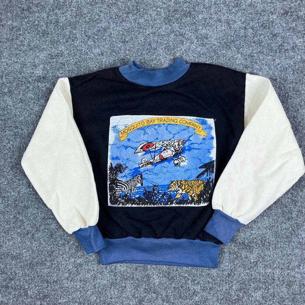 UMS Sweatshirt Girls Small Black Mosquito Bay Graphic‎ Vintage Colorblock